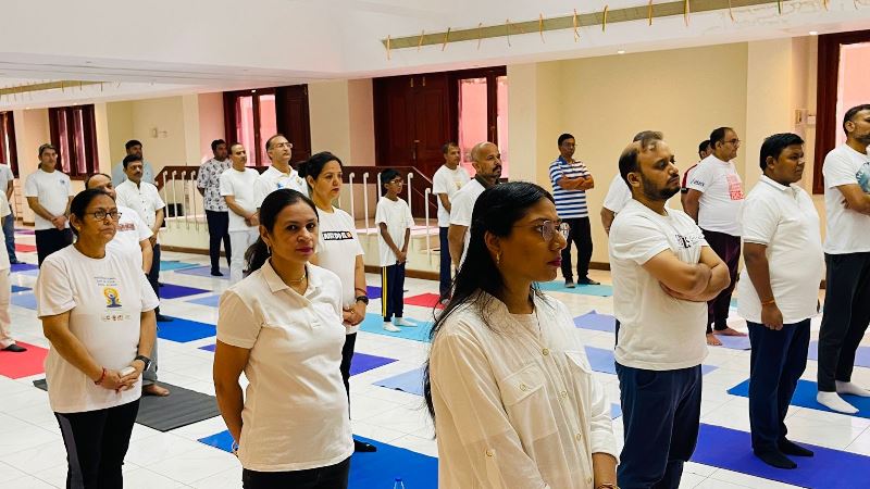 International Day of Yoga 2024 Curtain Raiser event held at Indian Embassy Multi-purpose Hall on 25 May 2024.