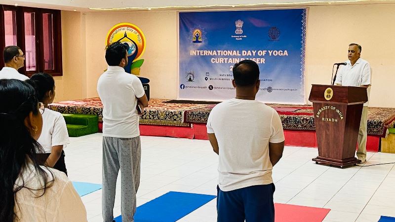International Day of Yoga 2024 Curtain Raiser event held at Indian Embassy Multi-purpose Hall on 25 May 2024.