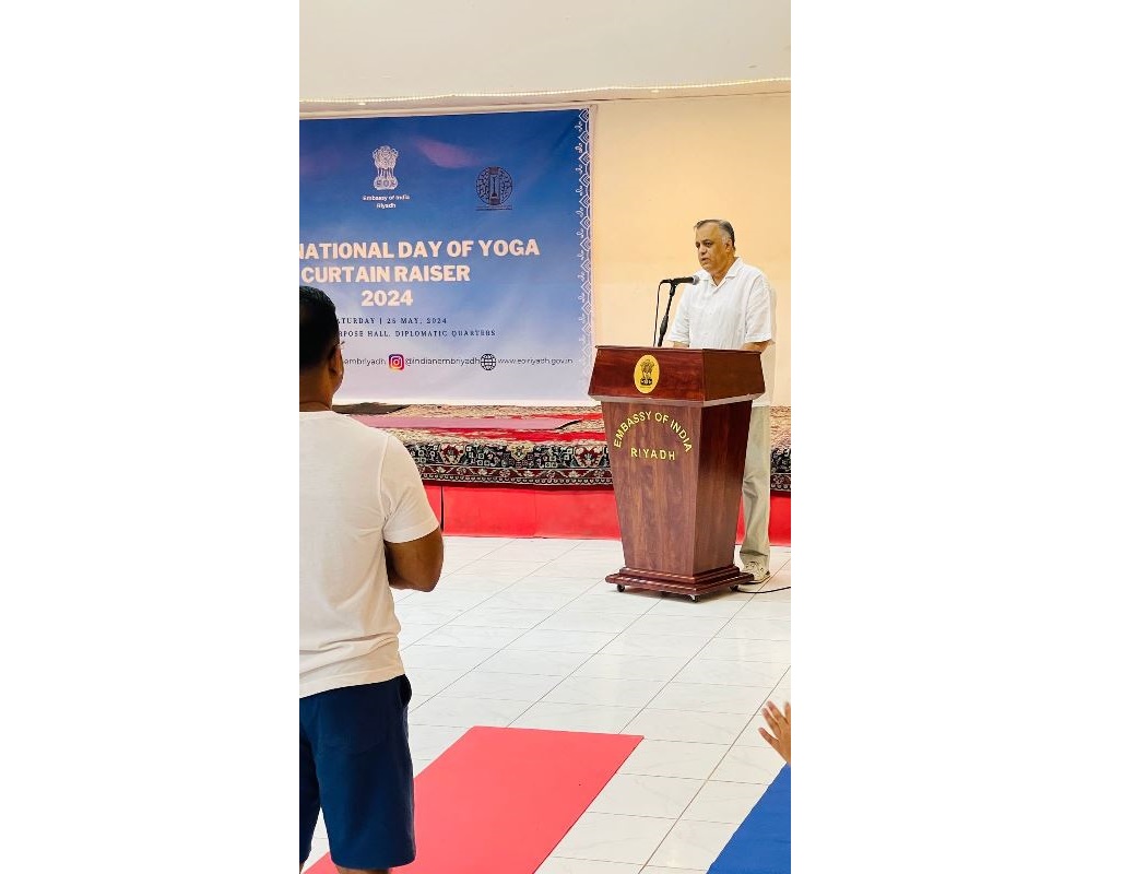 International Day of Yoga 2024 Curtain Raiser event held at Indian Embassy Multi-purpose Hall on 25 May 2024.