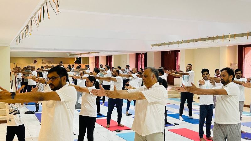 International Day of Yoga 2024 Curtain Raiser event held at Indian Embassy Multi-purpose Hall on 25 May 2024.