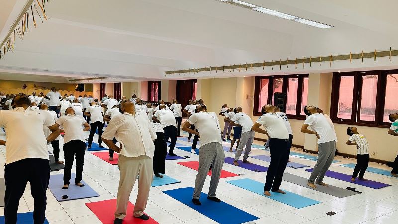 International Day of Yoga 2024 Curtain Raiser event held at Indian Embassy Multi-purpose Hall on 25 May 2024.