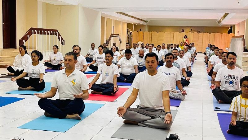 International Day of Yoga 2024 Curtain Raiser event held at Indian Embassy Multi-purpose Hall on 25 May 2024.