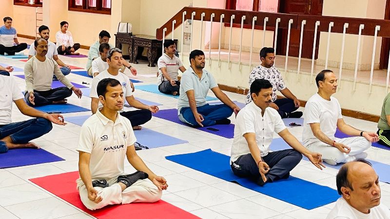 International Day of Yoga 2024 Curtain Raiser event held at Indian Embassy Multi-purpose Hall on 25 May 2024.