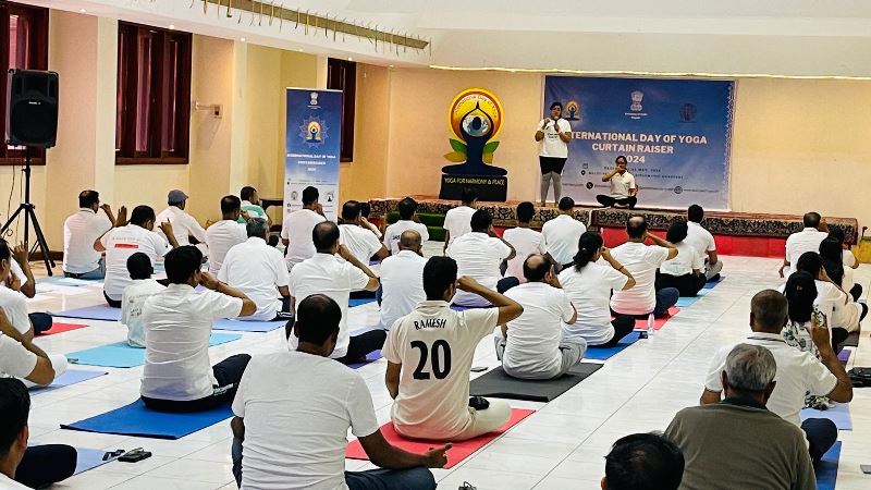 International Day of Yoga 2024 Curtain Raiser event held at Indian Embassy Multi-purpose Hall on 25 May 2024.