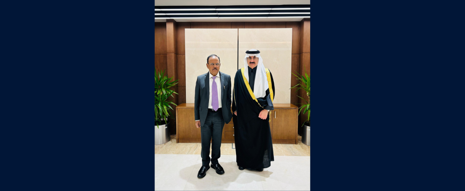 Hon’ble NSA Shri Ajit Doval held a productive meeting with the Saudi Minister of State, Member of the Cabinet, and National Security Adviser, H.E. Dr. Musaed bin Mohammed Al-Aiban in Riyadh.