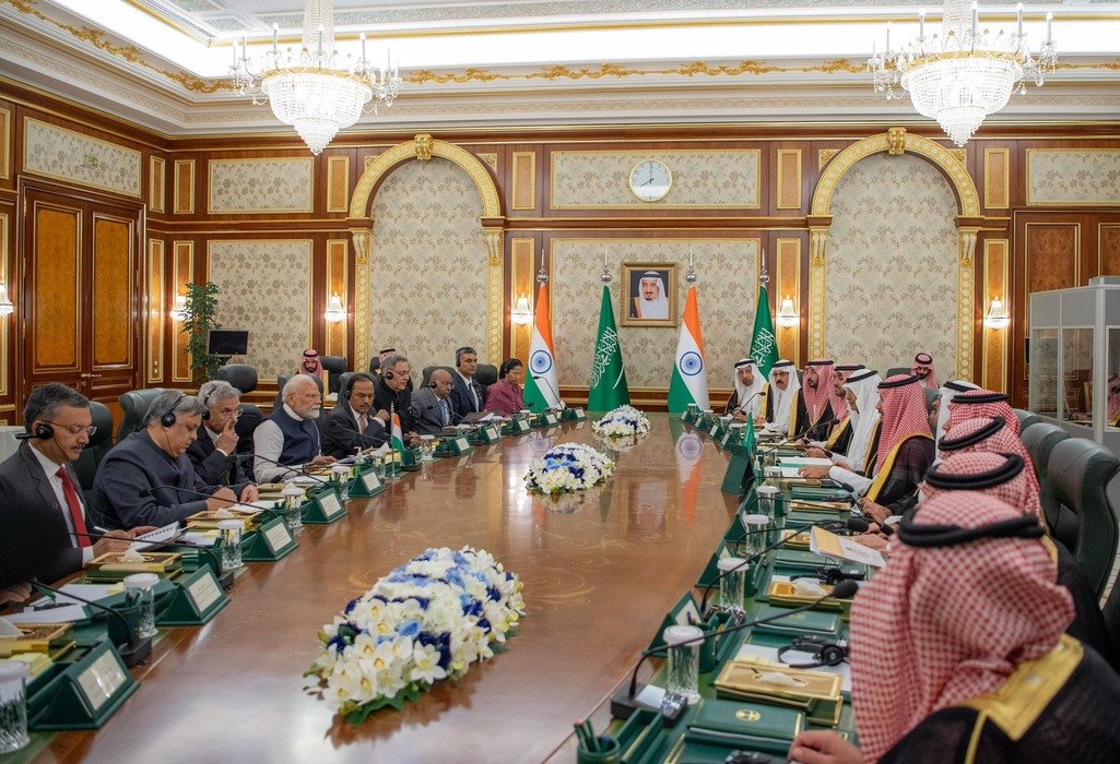 Prime Minister of India co-chairing a meeting of the Strategic Partnership Council with HRH the Crown Prince of the Kingdom of Saudi Arabia