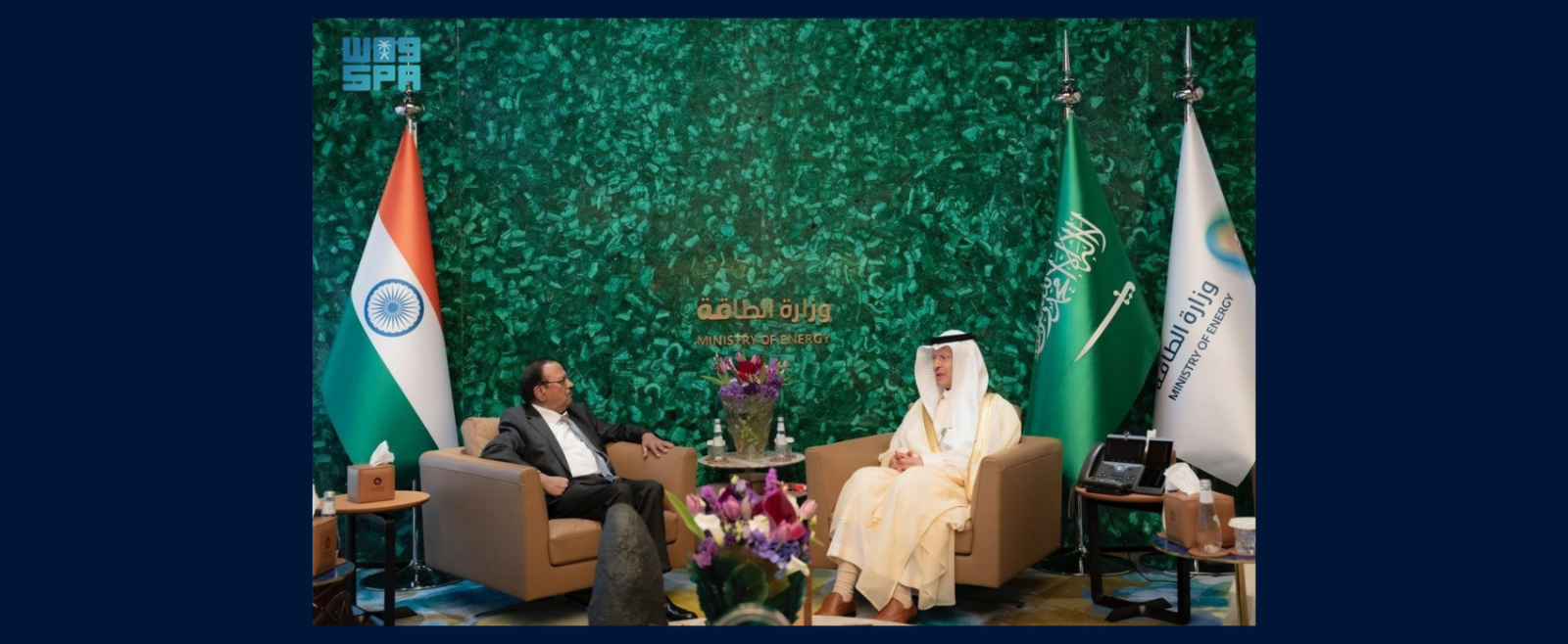 Hon’ble NSA Shri Ajit Doval met Energy Minister H.R.H. Prince Abdulaziz bin Salman Al Saud.