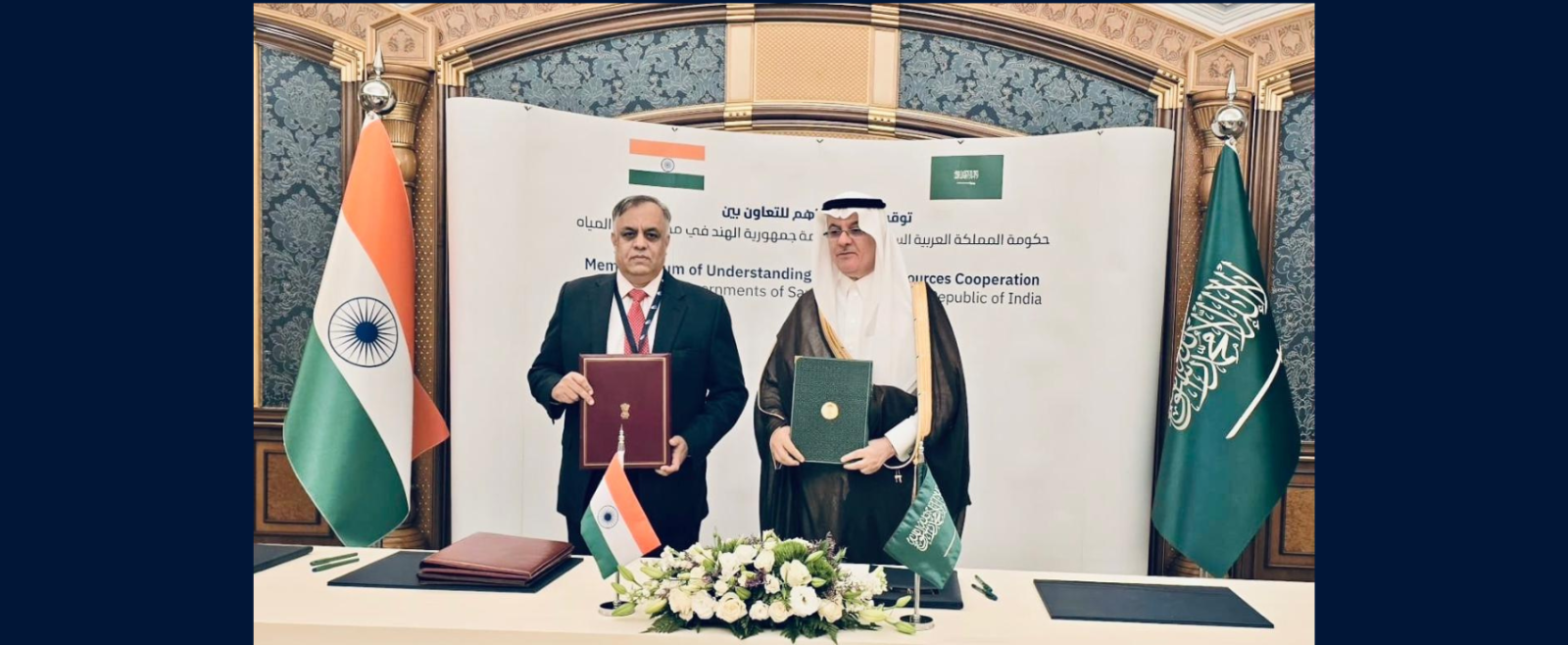Ambassador Dr. Suhel Khan and H.E. Eng. Abdulrahman Abdulmohsen AlFadley, Hon’ble Minister of Environment, Water & Agriculture of KSA signed an ‘MoU in the field of Water Resources’.