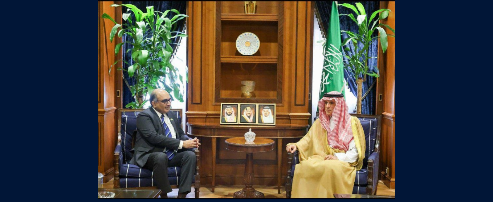 Ambassador Mr. Vipul met H.E. Mr. Adel Al-Jubeir, Minister of State for Foreign Affairs, Member of the Council of Ministers, and Climate Envoy of the Kingdom of Saudi Arabia.