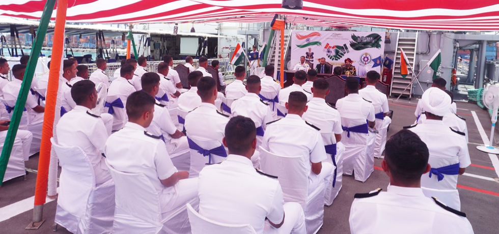Cd'A interacting with Cadet Trainees Onboard INS TIR on 06 May 2022.
