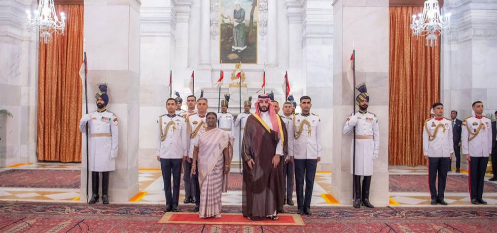 Hon'ble President of India Smt. Droupadi Murmu hosted a banquet in the honour of His Royal Highness Prince Mohammed bin Salman bin Abdulaziz Al Saud, Crown Prince and Prime Minister of the Kingdom of Saudi Arabia at Rashtrapati Bhavan on 11 September 2023.